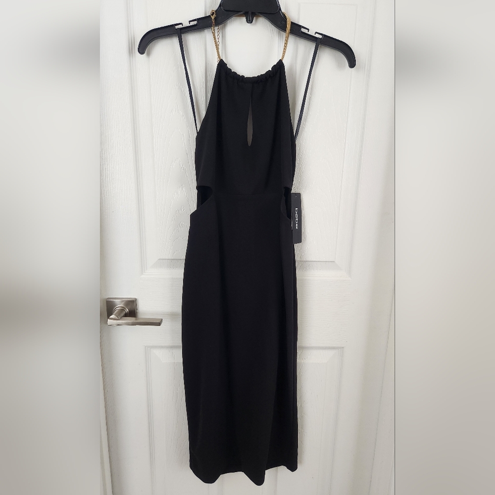 Elegant Black BEBE Halter Dress